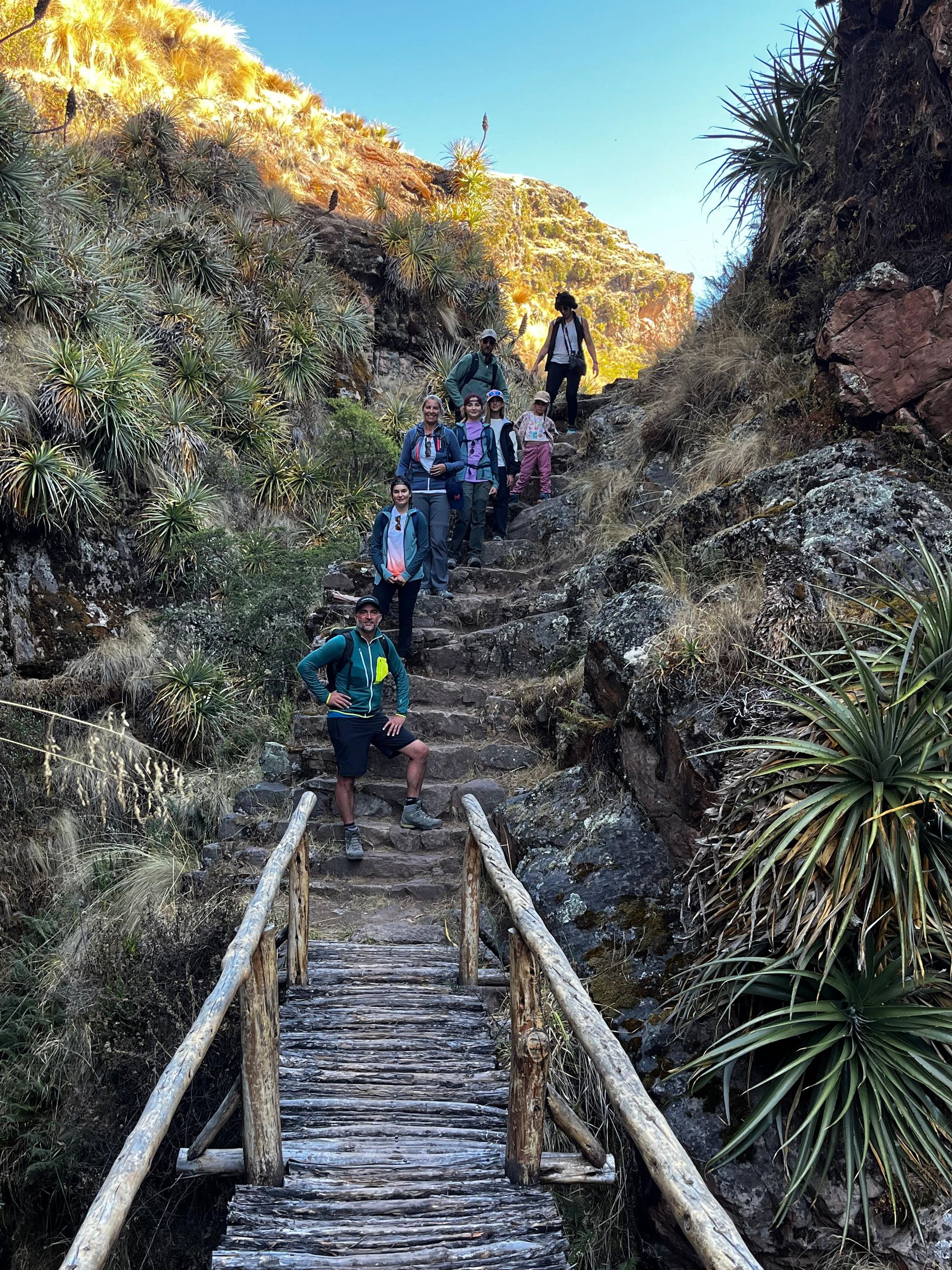 Groupe de voyageurs en randonnée dans les Andes